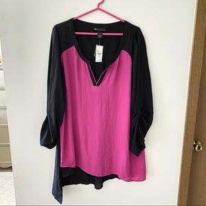 NWT Lane Bryant Color Block Asymmetric Blouse Size 22/24